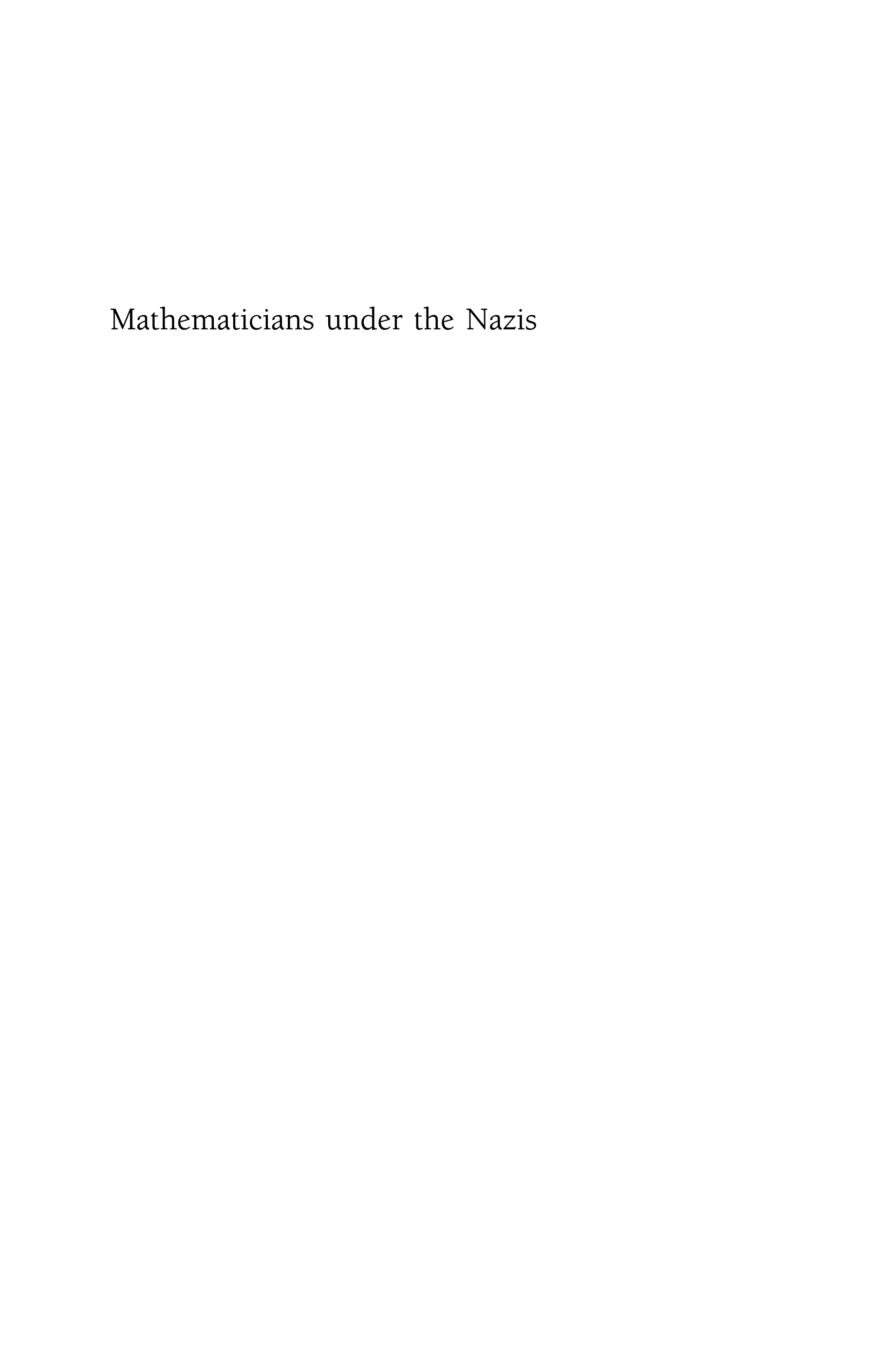Mathematicians under the Nazis