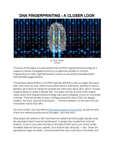 DNA Fingerprinting : Hoax and Fraud  - A closer Look