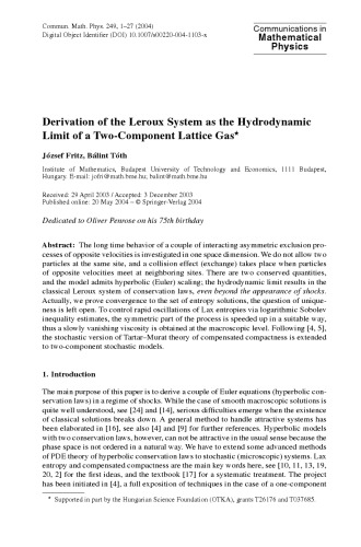 Communications in Mathematical Physics - Volume 249