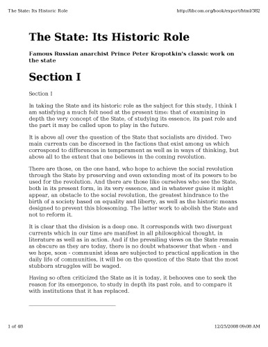 The State: Its Historic Role