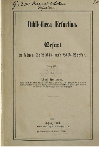 Erfurt in seinen Geschichts- und Bild-Werken