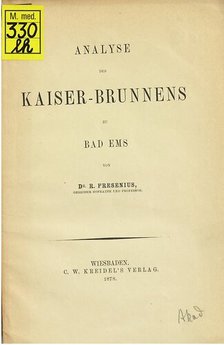 Analyse des Kaiser-Brunnens zu Bad Ems