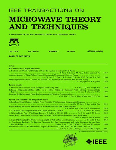 [Journal] IEEE Transactions on Microwave Theory and Techniques. Vol. 64. No 7A