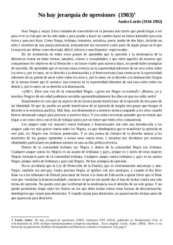 No hay jerarquía de opresiones