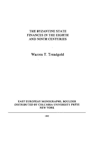 Byzantine State Finances in the Eighth and Ninth Centuries