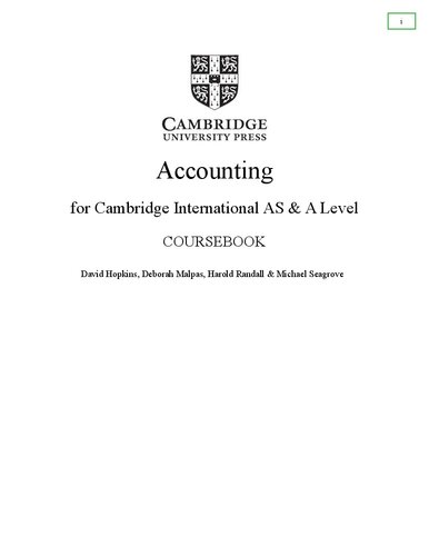 Cambridge International AS & A Level Accounting Coursebook with Digital Access (2 Years)