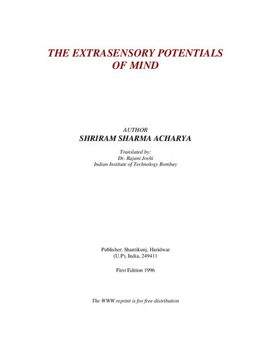 The extrasensory potentials of mind