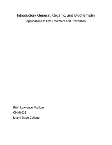 Introductory General, Organic, and Biochemistry Applications to HIV Treatment and Prevention