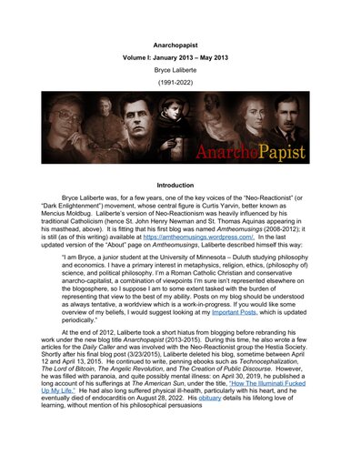 Anarchopapist: Volume I: January 2013 - May 2013
