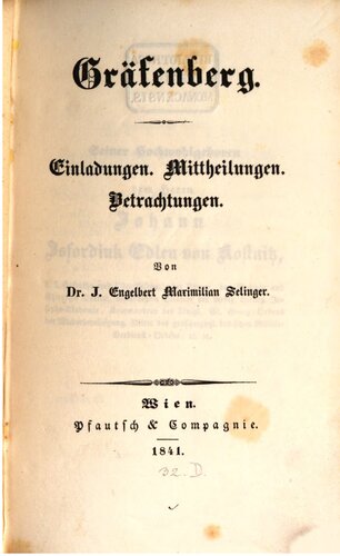 Gräfenberg. Einladungen. Mittheilungen. Betrachtungen