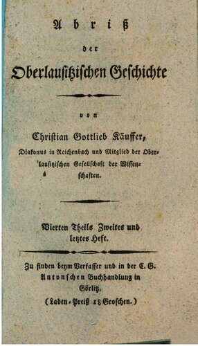 Abriß der Oberlausitzischen Geschichte