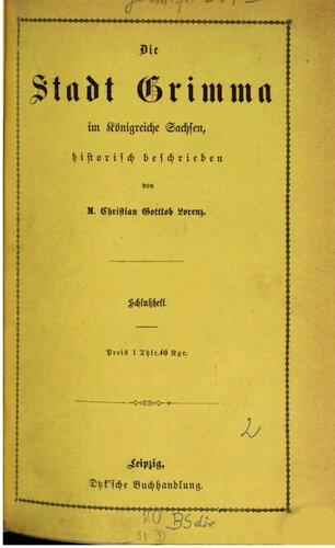 Die Stadt Grimma im Königreiche Sachsen, historisch beschrieben