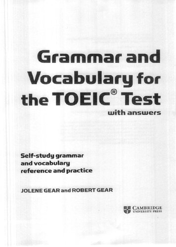 Grammar and Vocabulary the TOEIC Test with answers