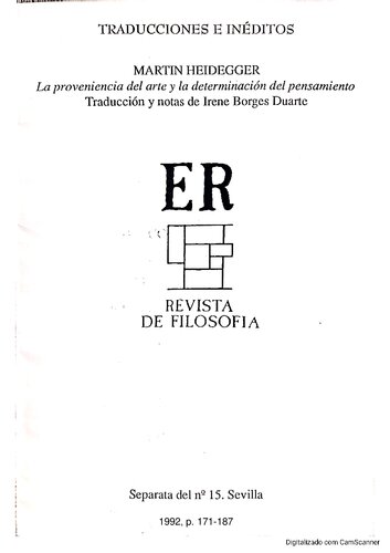 La proveniencia del arte y la determinacion del pensamiento (Die Herkunft der Kunst und die Bestimmung des Denkens)