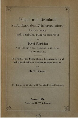 Island und Grönland zu Anfang des 17. Jahrhunderts ; kurz und bündig nach wahrhaften Berichten beschrieben