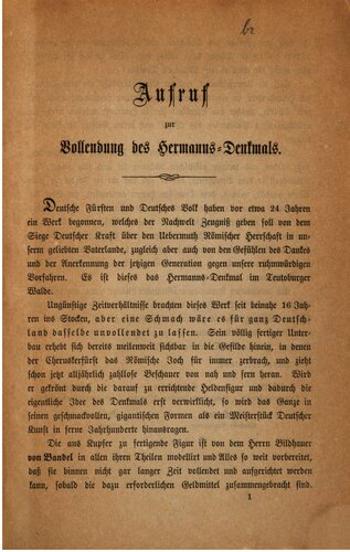 Aufruf zur Vollendung des Hermanns-Denkmals