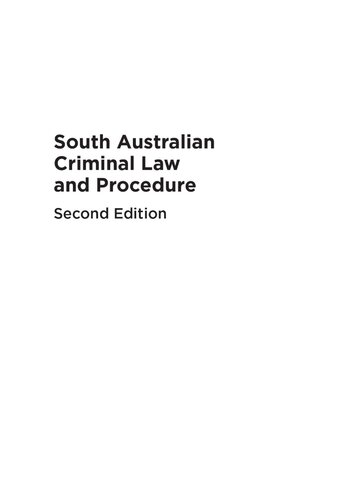 South Australian Criminal Law and Procedure