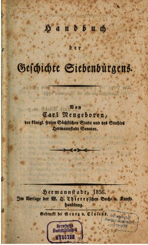 Handbuch der Geschichte Siebenbürgens