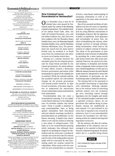 February 10, 2024 
Economic & Political Weekly - VOL 59, Issue No 6