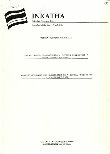 Working document for submission to a CODESA meeting on 6th February 1992