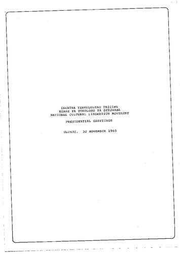 Inkatha Yenkululeko Yesizwe. Presidential greetings