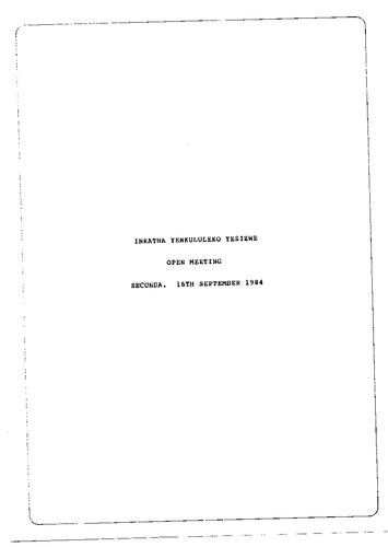 Inkatha Yenkululeko Yesizwe. Open meeting