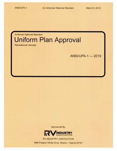 ANSI/UAP-1 - 2019 (Uniform Plan Approval for Recreational Vehicles)