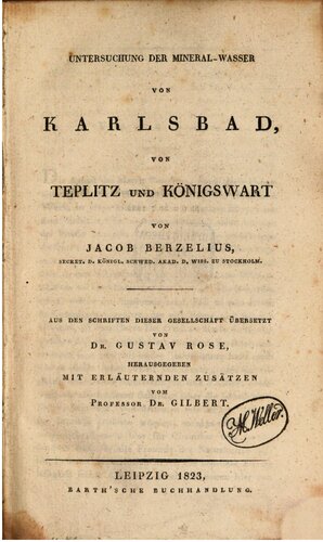 Untersuchung der Mineral-Wasser von Karlsbad, von Teplitz und Königswart
