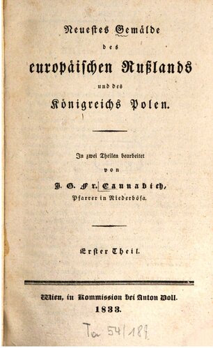 Neuestes Gemälde des europäischen Rußlands und des Königreichs Polen