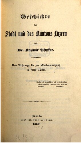 Vom Ursprunge bis zur Staatsumwälzung 1798