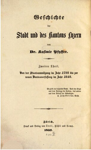 Von der Staatsumwälzung im Jahr 1798 bis zur neuen Bundesverfassung im Jahr 1848