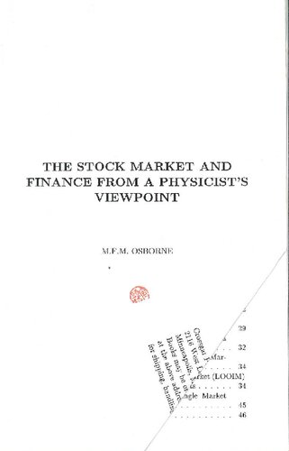 The Stock Market and Finance from a Physicist's Viewpoint