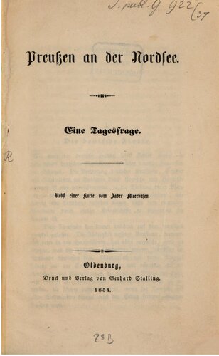 Preußen an der Nordsee. Eine Tagesfrage