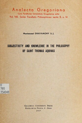 Subjectivity and knowledge in the philosophy of Saint Thomas Aquinas