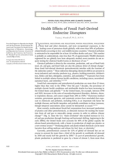 Health Effects of Fossil Fuel–Derived Endocrine Disruptors