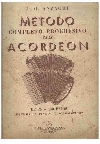 Método completo progresivo para acordeón de 24 a 140 bajos; sistema 