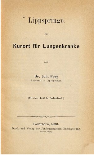 Lippspringe. Ein Kurort für Lungenkranke