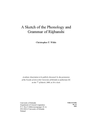 A Sketch of the Phonology and Grammar of Rājbanshi