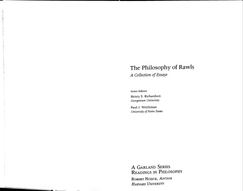 The Two Principles and Their Justification (Philosophy of Rawls, Volume 2)