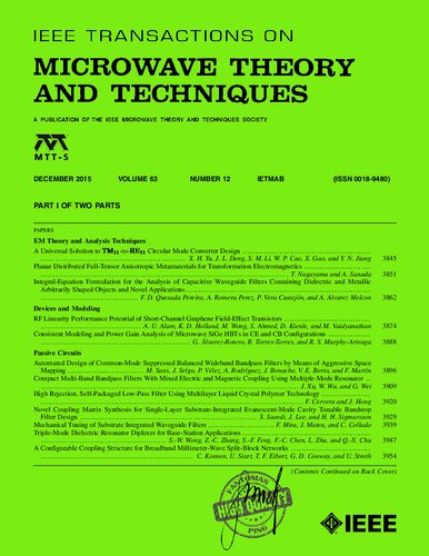 [Journal] IEEE Transactions on Microwave Theory and Techniques. Vol. 63. No 12