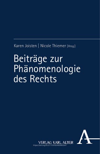 Beiträge zur Phänomenologie des Rechts