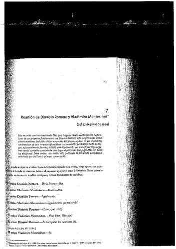 Reunión de Dionisio Romero y Vladimiro Montesinos (del 22 de junio de 1999)