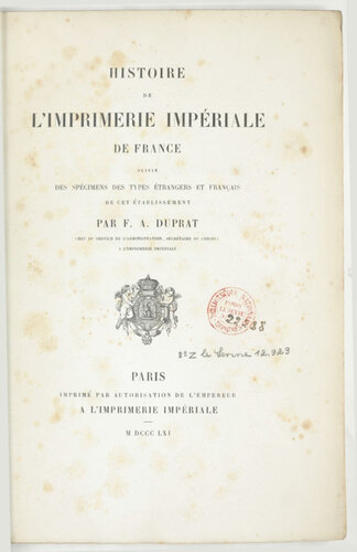 Histoire de l’Imprimerie impériale de France