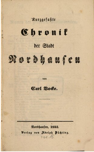 Kurzgefaßte Chronik der Stadt Nordhausen