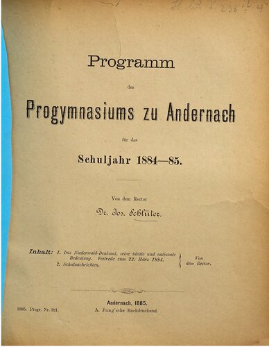 Das Niederwald-Denkmal, seine ideale und nationale Bedeutung ; Festrede zum 22. März 1884