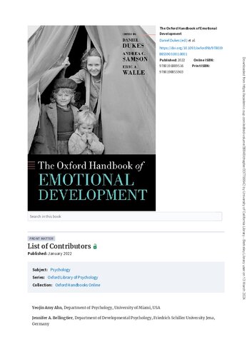 The Oxford Handbook of Emotional Development