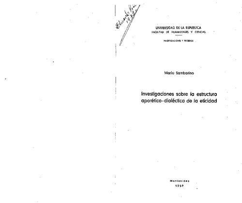 Investigaciones sobre la estructura aporético-dialéctica de la eticidad
