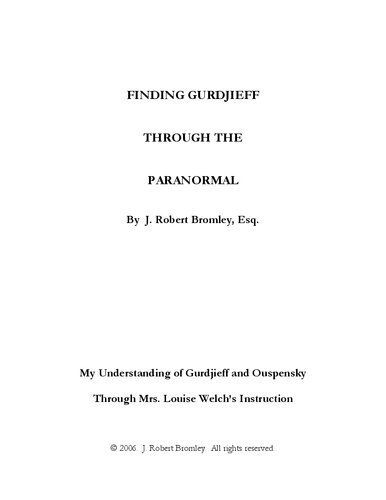 Finding Gurdjieff through the Paranormal