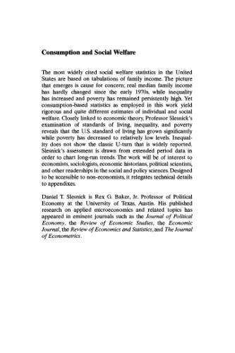 Consumption and Social Welfare: Living Standards and their Distribution in the United States