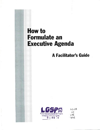 How to Formulate an Executive Agenda. A Facilitator’s Guide